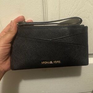 Michael Kors Black Textured Wristlet